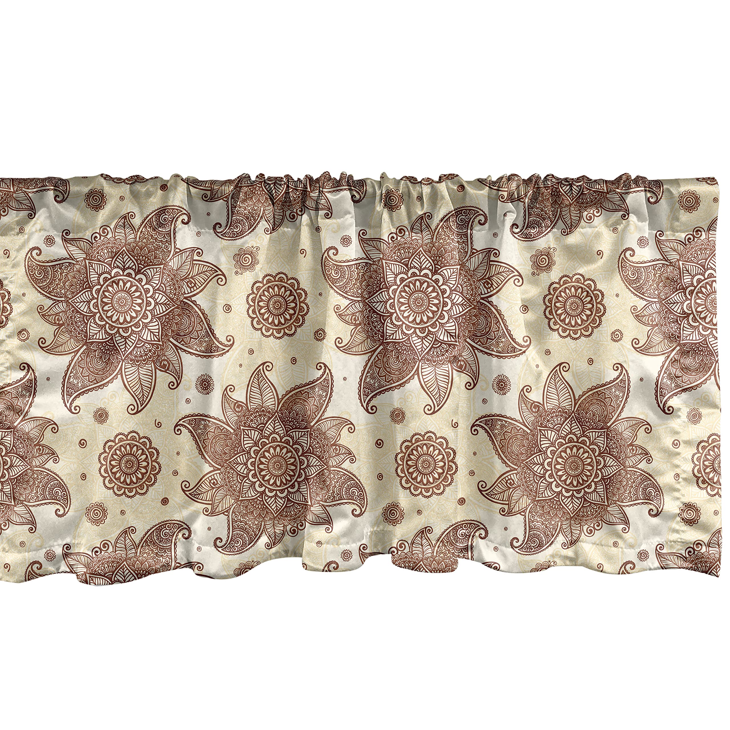 Ambesonne Brown Paisley Window Valance, Continuous