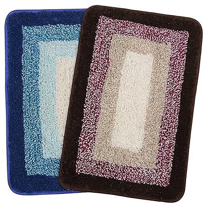 Saral Home Soft Cotton Anti Slip Bathmat (Set of 2 pc, 35x50 cm), Multi