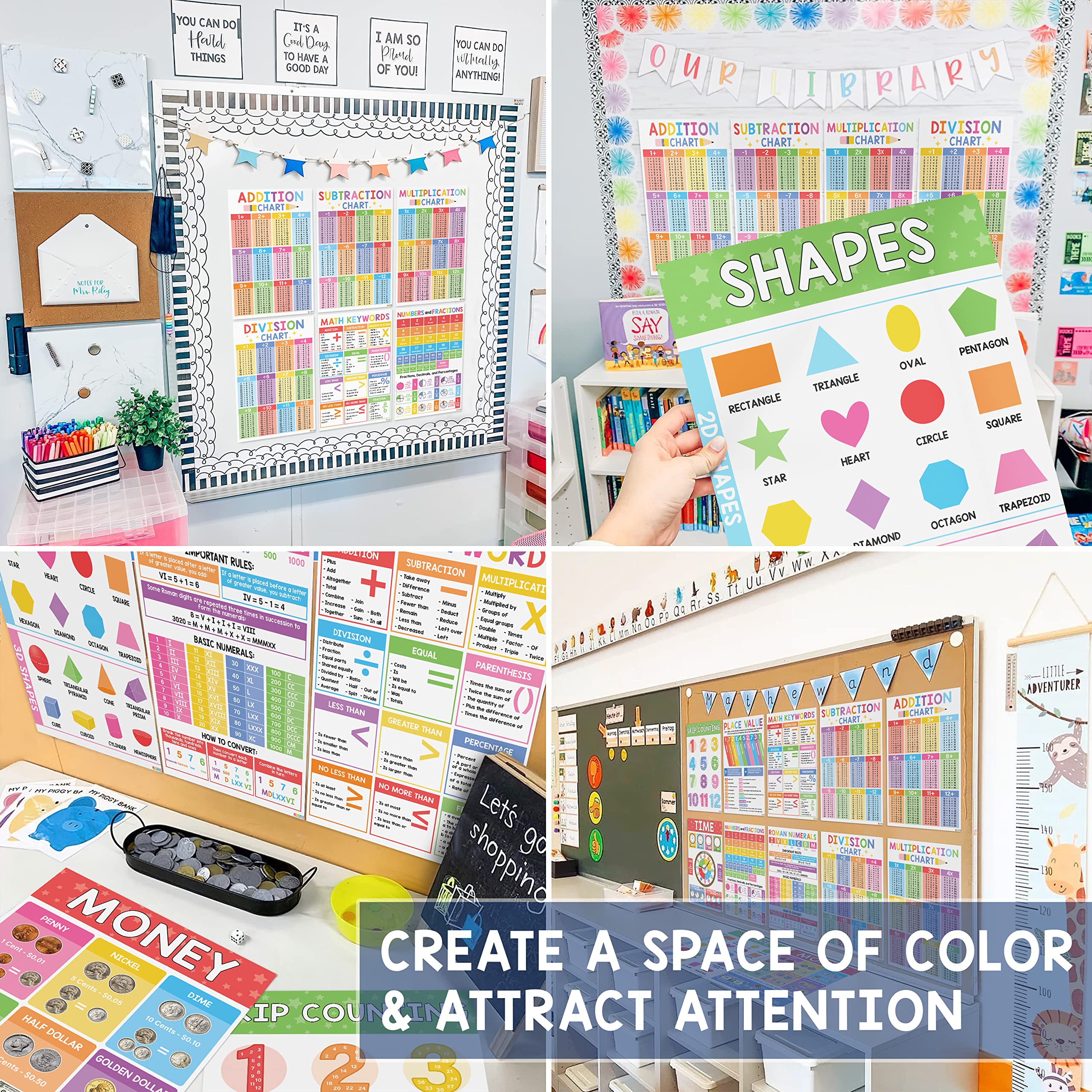 Mua 12 Math Posters For Elementary School - Math Classroom Decorations ...