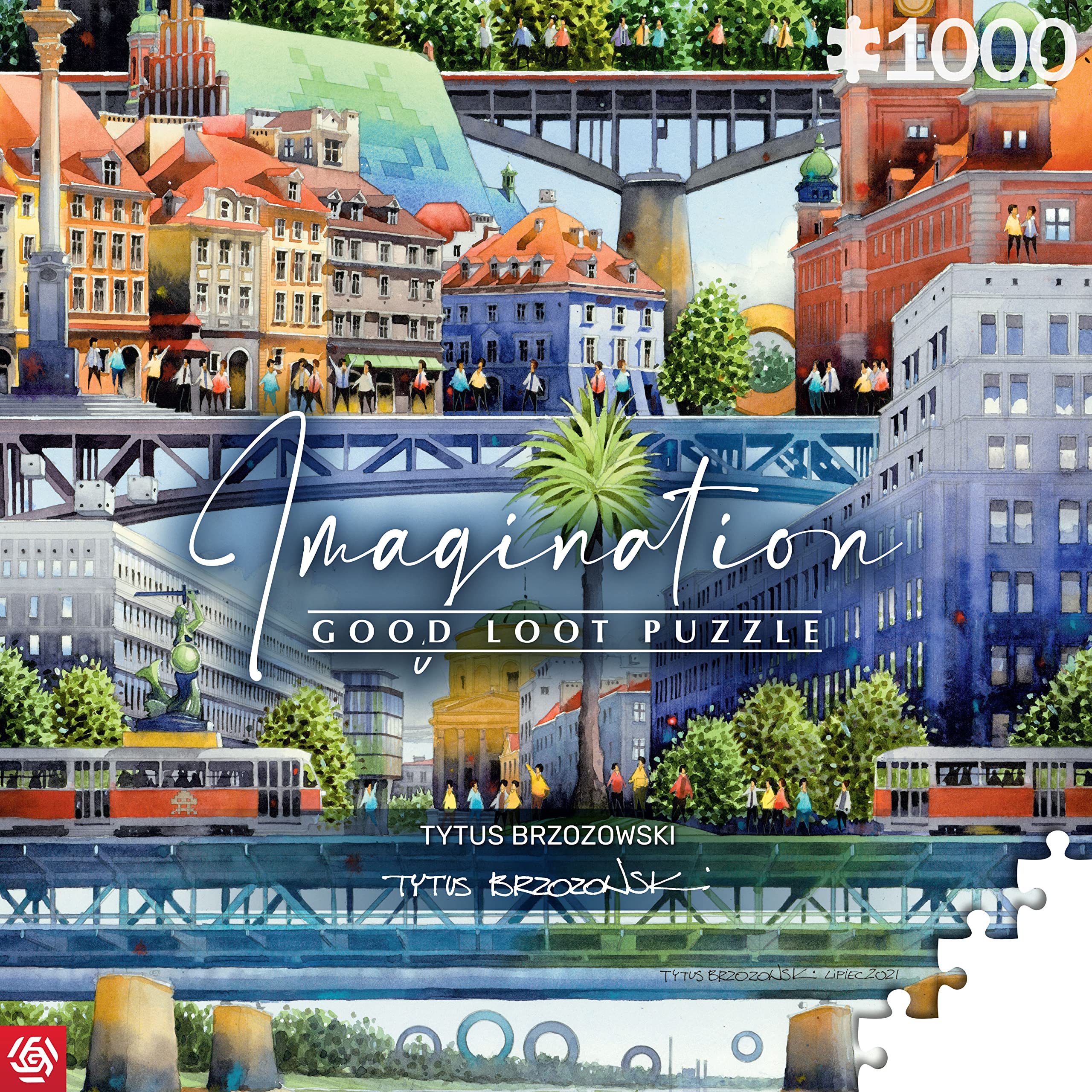 Good Loot Jigsaw Puzzle Imagination Series Tytus Brzozowski Warsaw Bridges Detailed Picture Bright Colors Durable Product Hours of Fun Family Entertainment | Great Gift | 1000 pieces | 68 x 48 cm