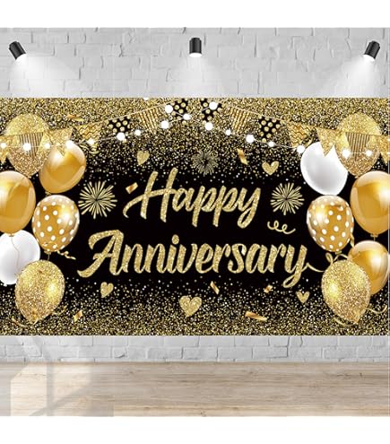 Amazon.com: Happy 17th Anniversary Backdrop Banner Decor Navy Blue
