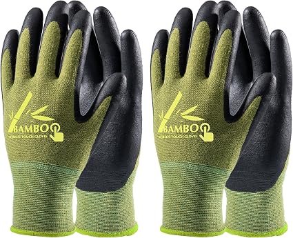 Amazon Com Cooljob 2 Pairs Gardening Gloves For Women And Men Bamboo Working Gloves Touchscreen Grippy Nitrile Rubber Coated Work Gloves Green Small Size 2 Pairs S Garden Outdoor