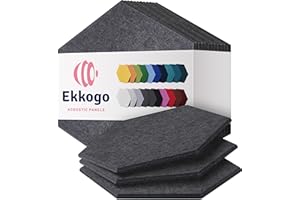 Ekkogo Acoustic Panels 12-Pack Soundproof Wall Panels 12''X10''X0.4'' Sound Panels High Density Sound Dampening Panels - [Pebble Gray Hexagon]