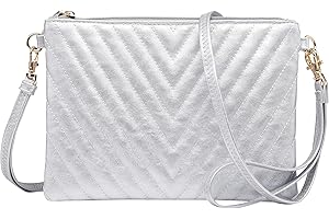 B BRENTANO Chevron Embroidered Crossbody Clutch Bag Pouch with Removable Wristlet & Adjustable Shoulder Strap