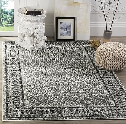 Ivory/ Silver , 3 x 5 : Safavieh Adirondack Collection ADR110B Ivory and Silver Vintage Distressed Area Rug (3 x 5)