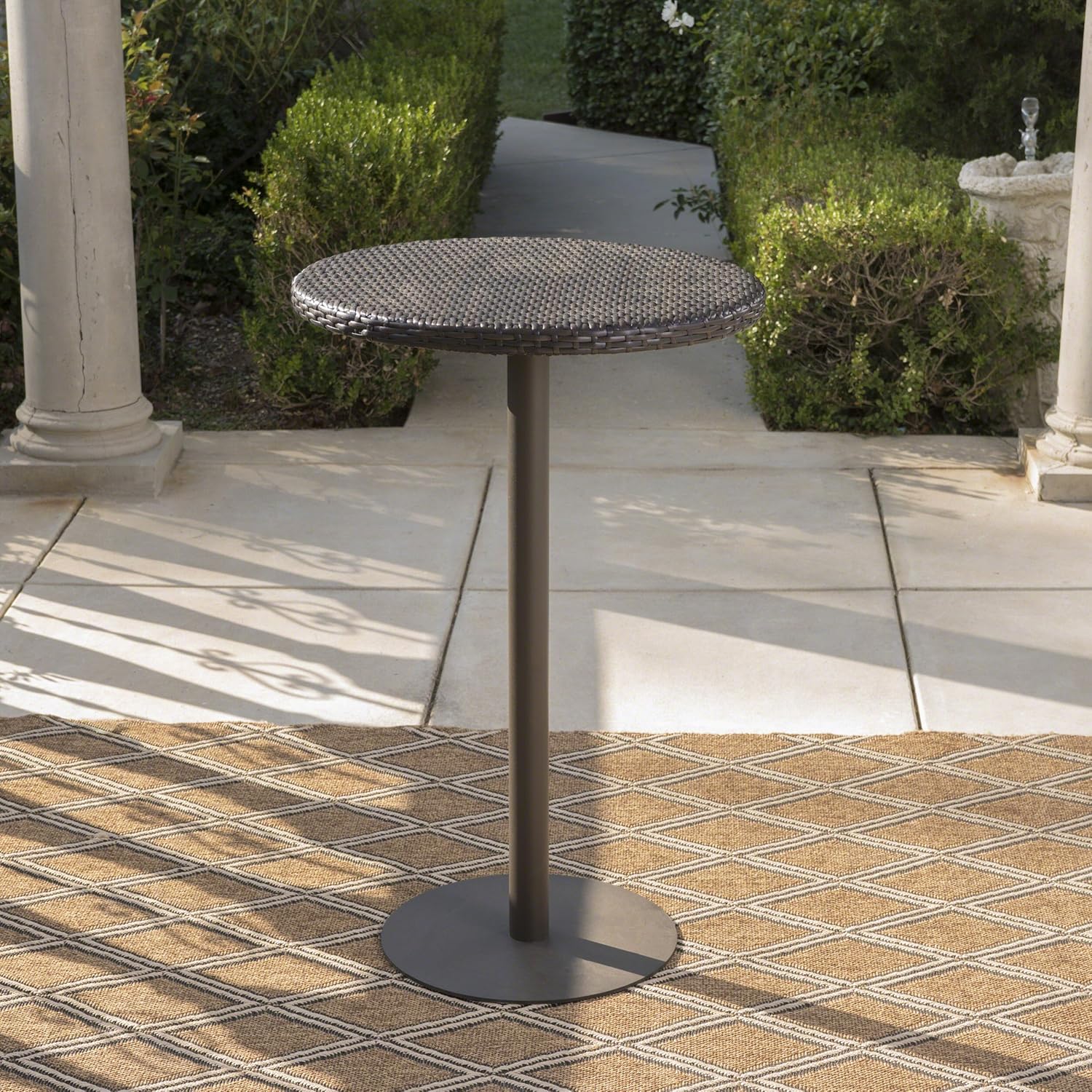 Christopher Knight Home Dominic Outdoor 26" Wicker Round Bar Table, Multibrown: Garden & Outdoor