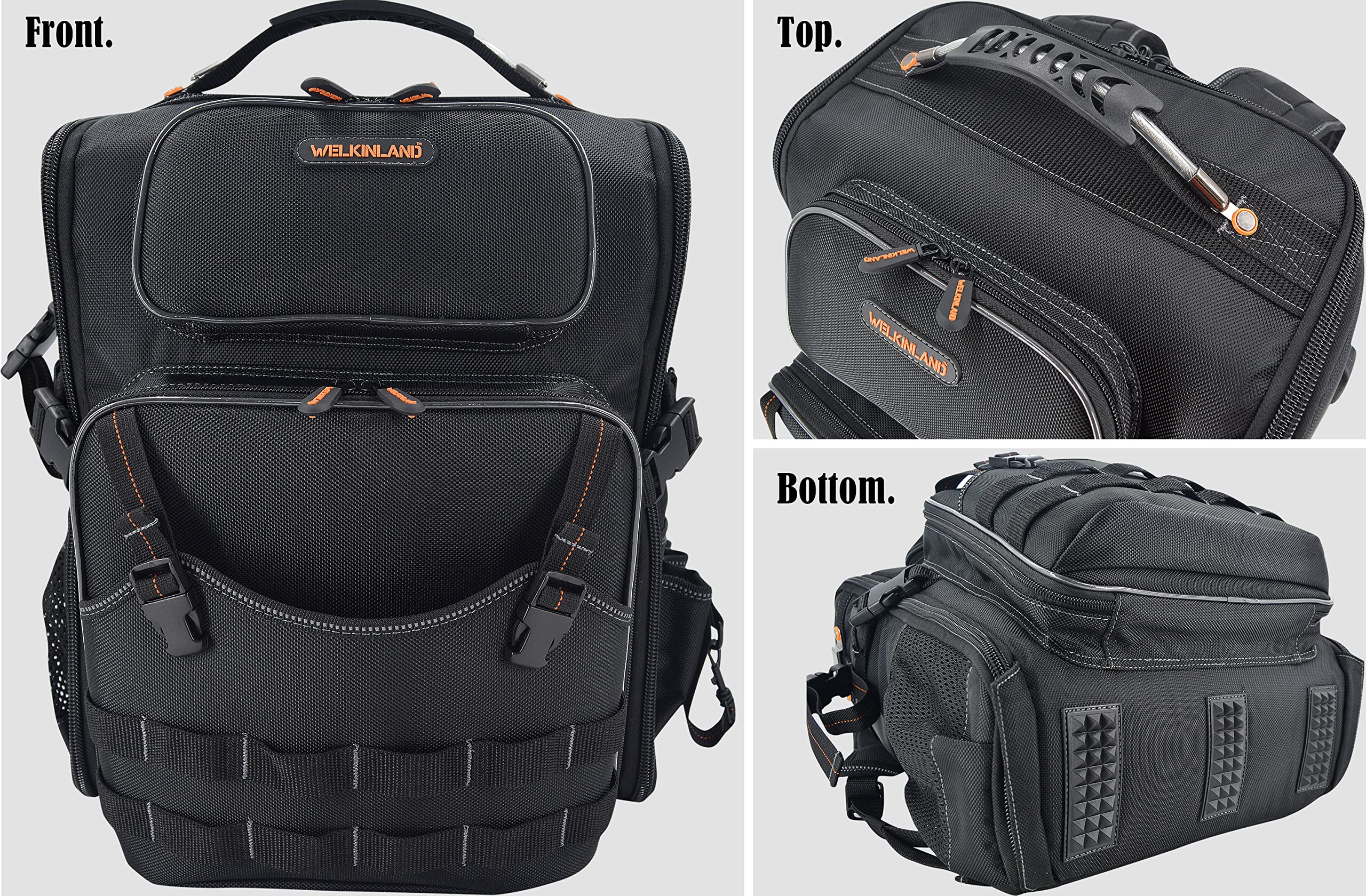 WELKINLAND Full-Open Tool backpack, Tool backpack for men,Tools backpacks for electricians,Tools Back Pack Bag