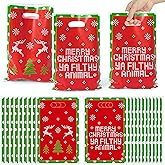 JuPelozak Christmas Party Favor Bags - 50pcs Funny Xmas Movie Goodie Bag, Merry Christmas Ya Filthy Animal Candy Cookies Gift Decor for Adult Teen Fans, Holiday Celebration Decorations Supplies