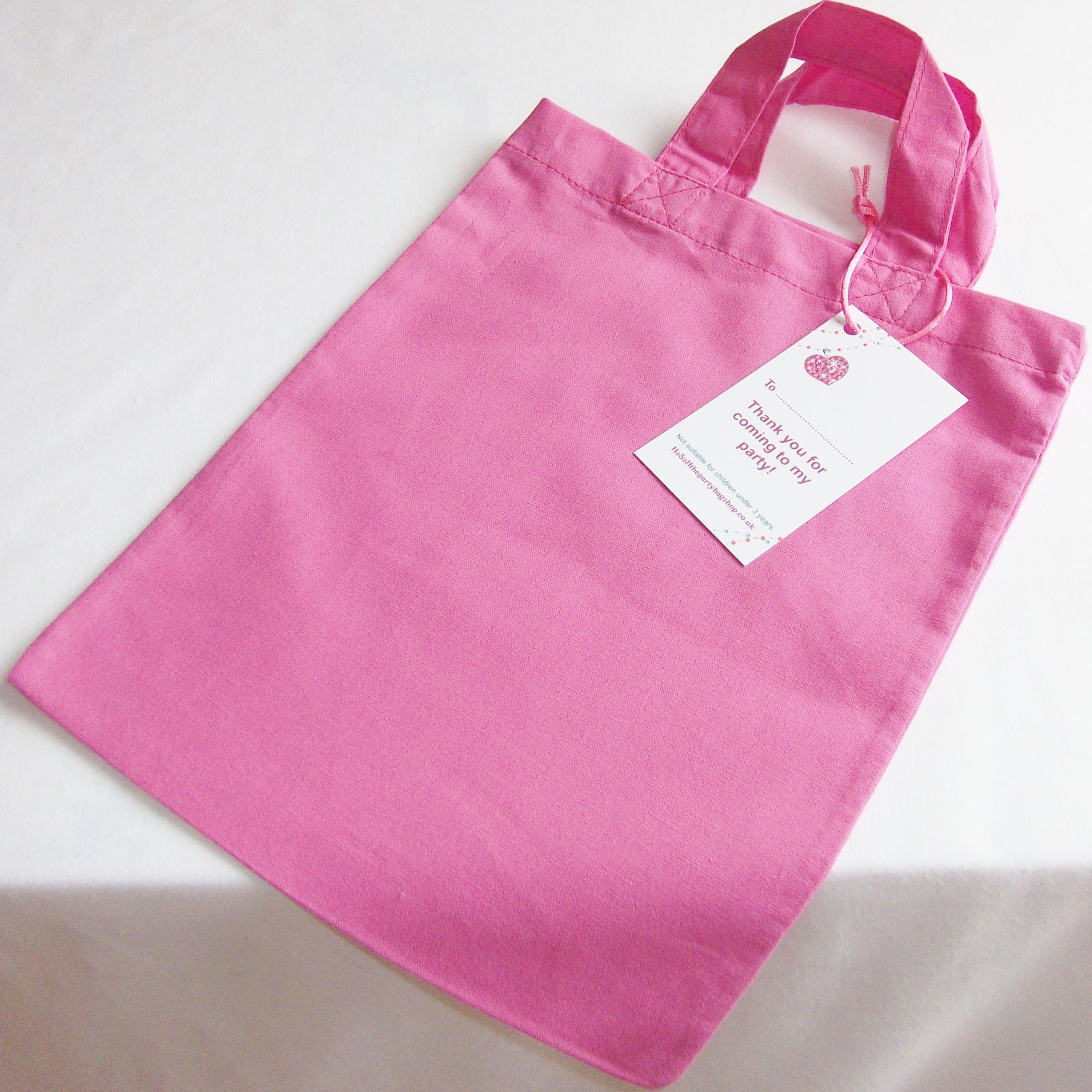 HaSaH Fabric Pink Tote Reusable Goody Loot Party Bag With Thank You For Coming To My Party! Label