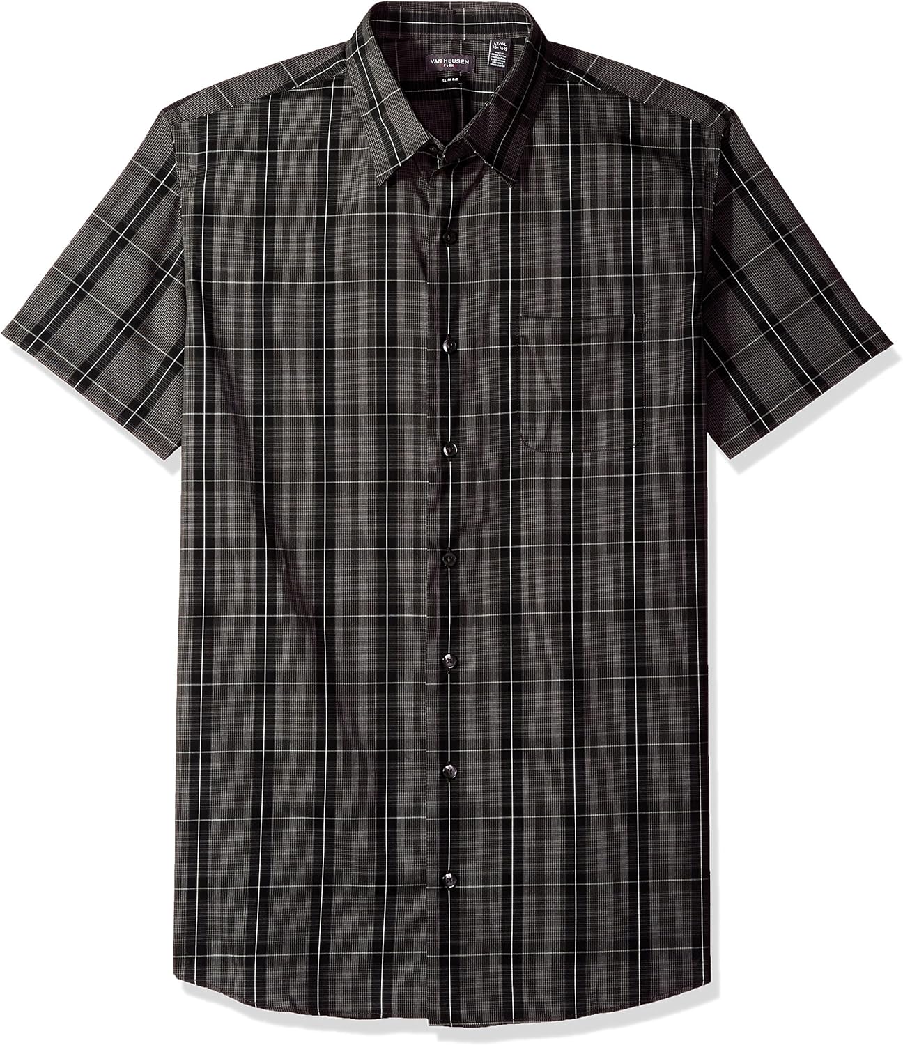 Van Heusen Mens Slim Fit Flex Short Sleeve Button Down Windowpane Shirt