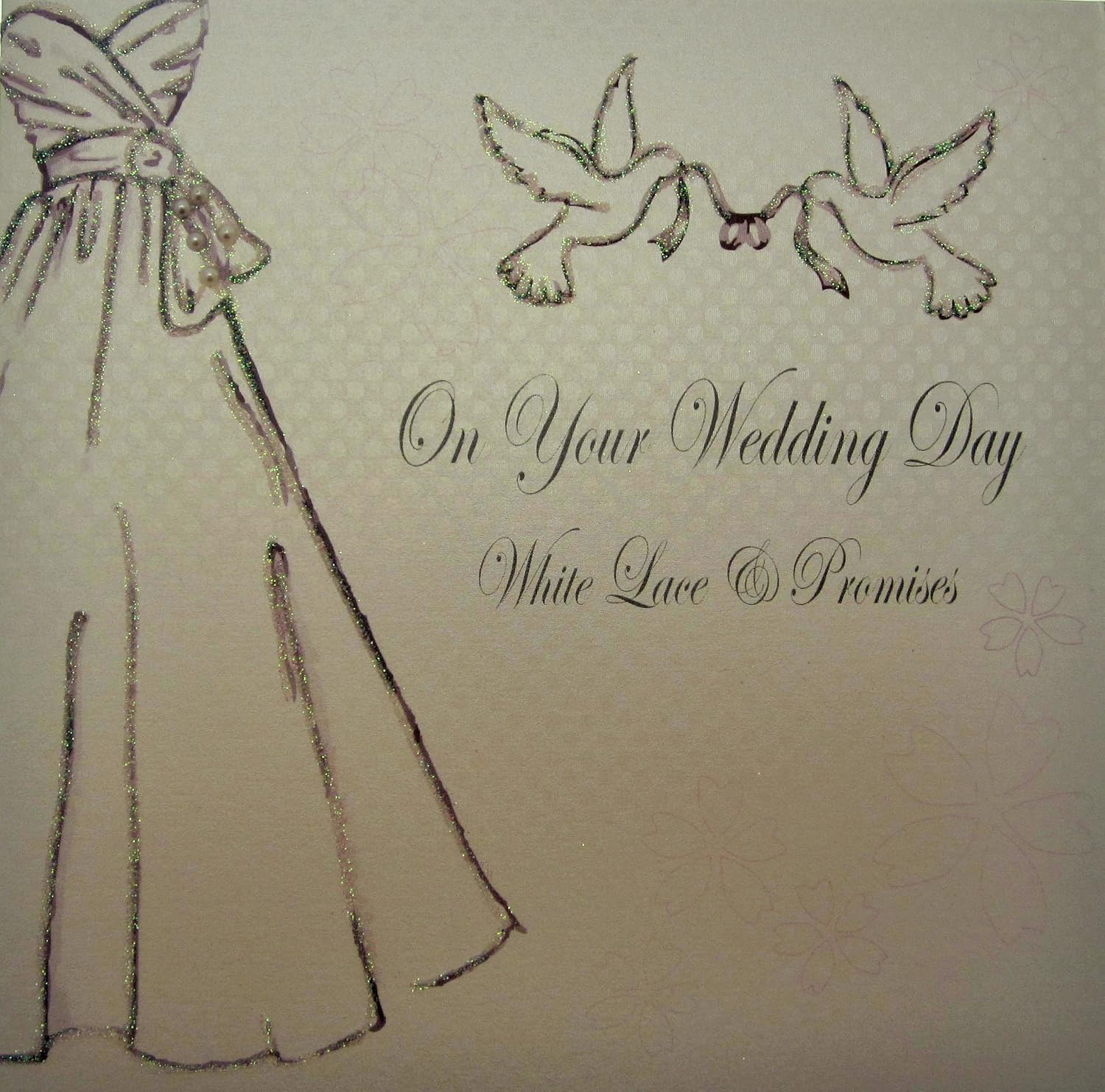 WHITE COTTON CARDS Day White Lace & Promises, Handmade Wedding Card, Code PD203