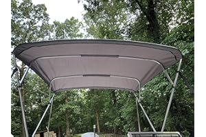 Cypress Rowe Outfitters Complete Bimini Top Kit, Frame, Canvas, Hardware, 10'L x 8'W Grey, 4 Bow, fits from 91"-96" Wide