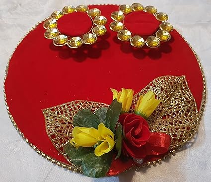 Ekta Handicrafts Engagement/Wedding Ring Platter with Couple Ring Holder