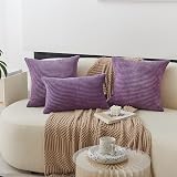 Home Brilliant Purple Cushion Covers 24x24 Set of 2 Eggplant Corduroy view 3