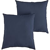 Sorra Home Indoor Outdoor Sunbrella Square Pillows, Set of 2, 20 x 20, Indigo Navy Blue 2 Count