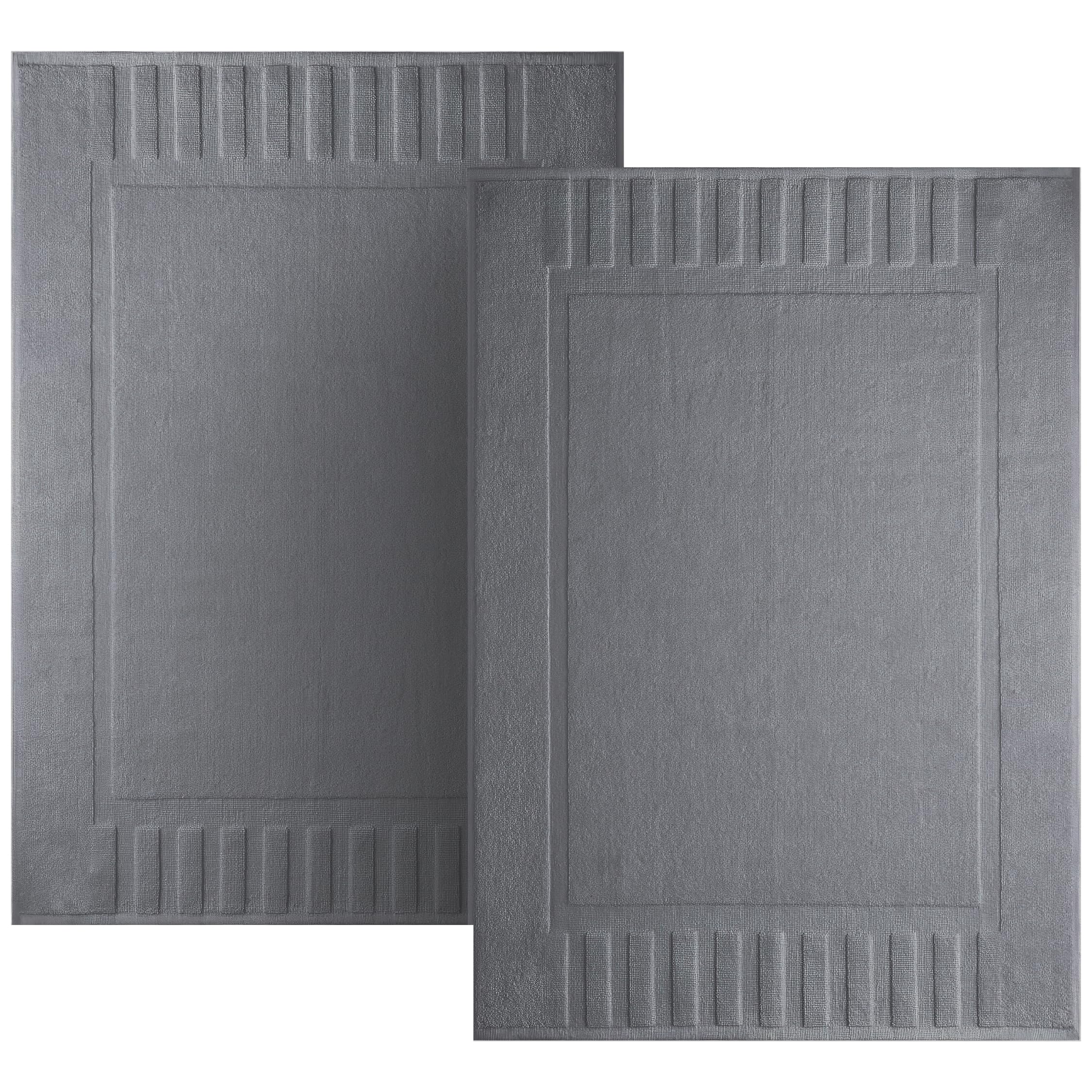 White Classic Set of 2 Bath Mats for Bathroom Floor, 86 x 56 cm Terry Cloth Hotel Styles Bath Mat 2 Pack, Dark Grey Reversible Bath Towel Mats, Machine Washable Shower Bathroom Floor Towels, Grey โ image 1