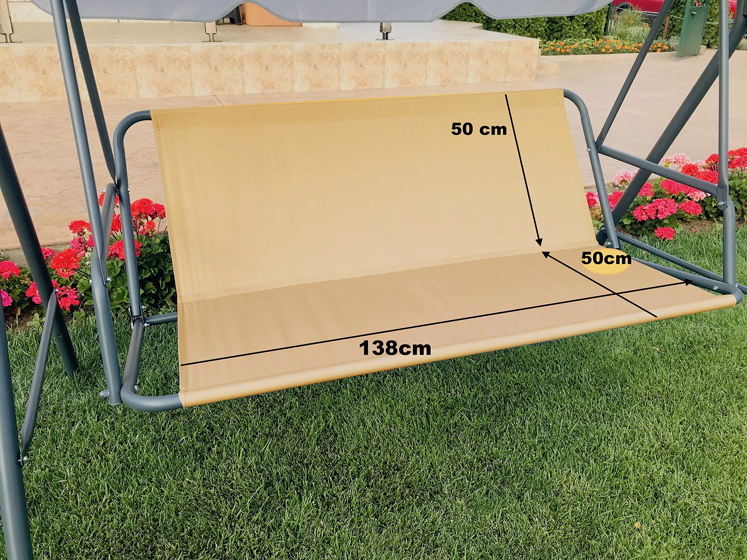 PETELA Replacement Swing Seat Cover Garden Swing Seat Cover Hammock Chair Garden Swing Chair Outdoor Garden Chair Covers Bench Cover (138cm x 50cm x 50 cm, Beige) โ image 1
