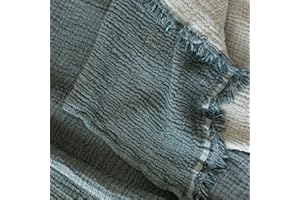 Viva Maison - Muslin Bedspread & Pillowcases Set of 3, King Size, Organic Turkish Cotton, Double-Sided Muslin Blanket with Fringe (Green, King Size: 95 x 110 Set-3)