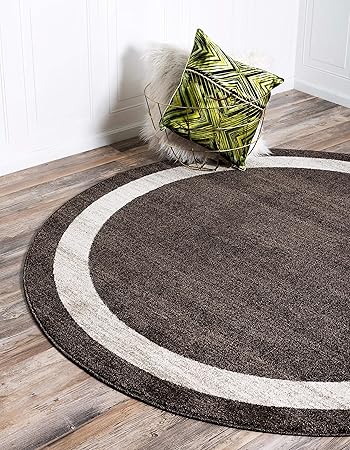 Amazon Com Unique Loom Del Mar Collection Contemporary Transitional Brown Round Rug 8 0 X 8 0 Furniture Decor