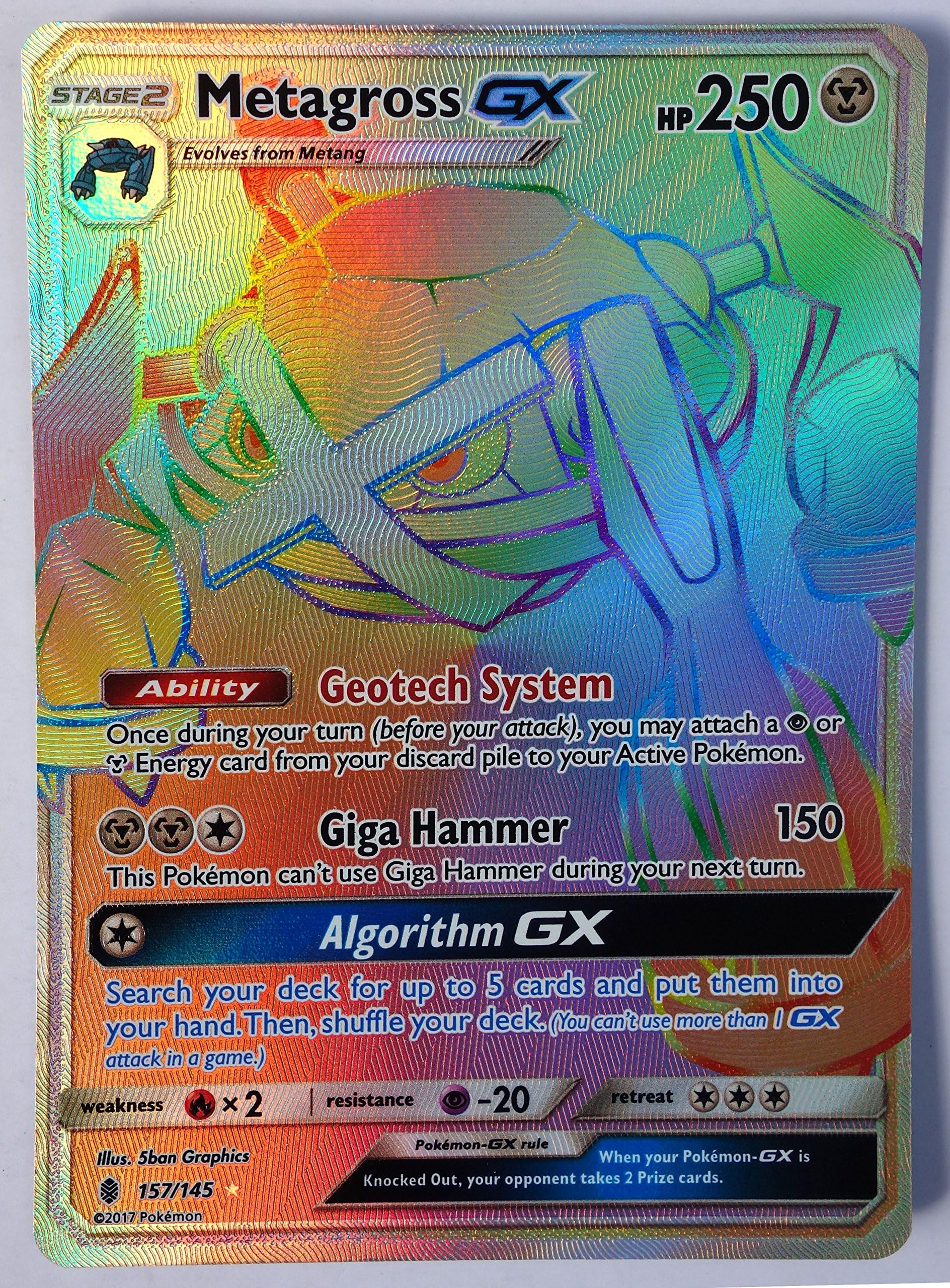 Pokemon,Guardian Rising, Metagross GX 157/145, Full Art, Mint, New, Secret Rare