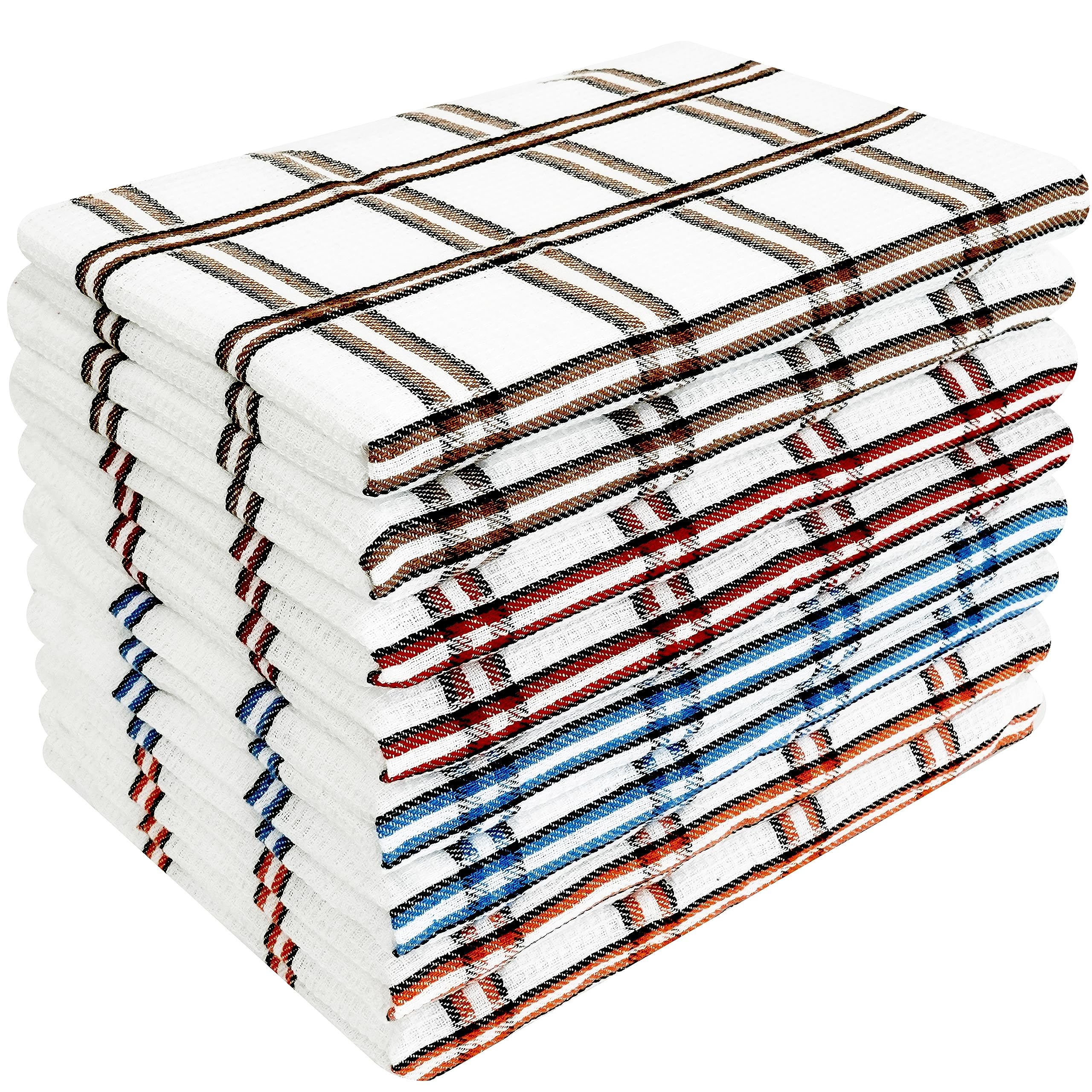 Infinity Tea Towels Kitchen | Cotton Kitchen Tea Towel Sets | Super Absorbent Cloth, Quick Dry Cloths | Lint free & Fade Resistant (8, Drill Check Waffle)