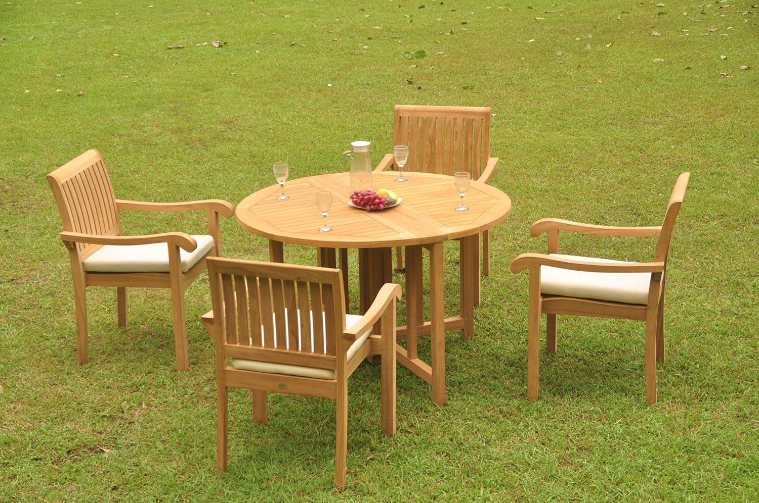 Amazon Com Teakstation 4 Seater Grade A Teak Wood 5 Pc