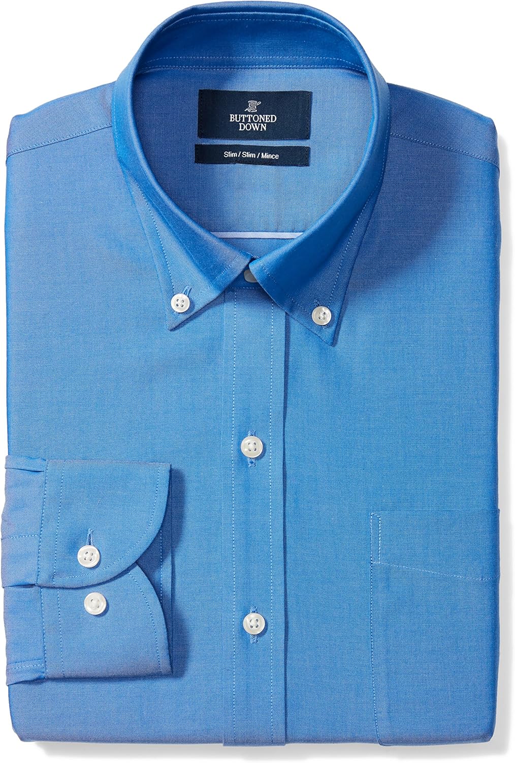  Brand - Buttoned Down Men's Slim-Fit Button Collar Solid Pinpoint Dress Shirt, Supima Cotton Non-Iron: Clothing