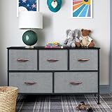 Yaheetech Vertical Chest of Drawers 4-Drawer Fabric Organizer Dark Grey