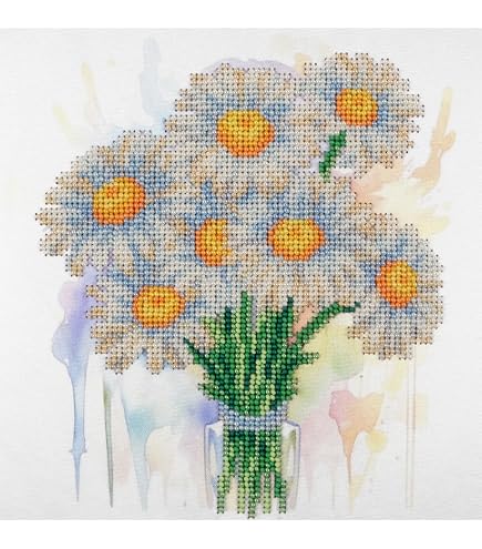 Needlepoint Kreuzstich-Set Für Erwachsene – Berge, Fluss, Blumen, 36x36 Cm, Inkl. Garn & Nadel