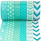 Crafty Rabbit Dots and Arrows Washi Tape - Set of 6 Rolls - 196 Feet Total - Turquoise