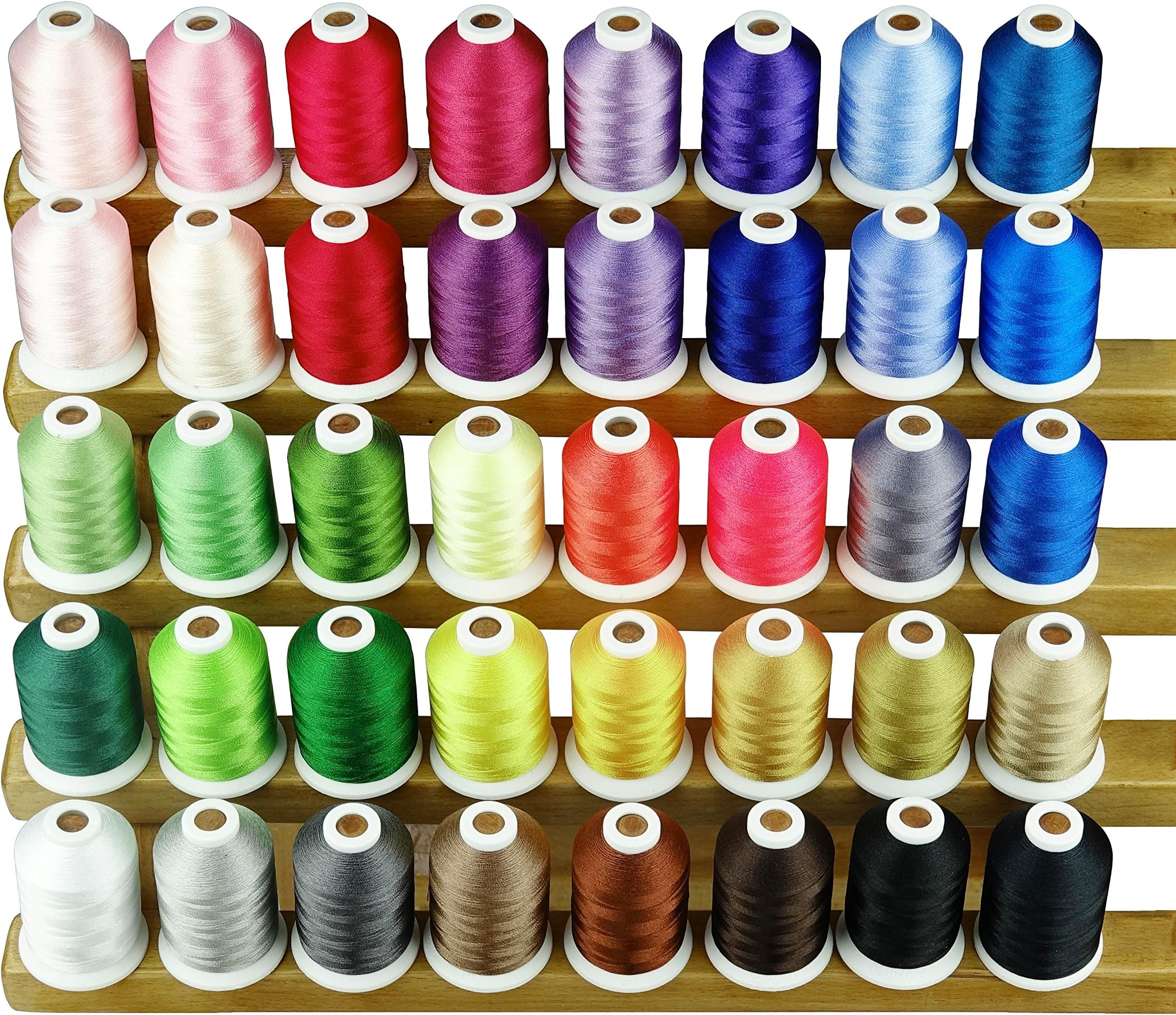 Simthreads 40 Brother Colors Polyester Embroidery Thread, 1100 Yrds Each