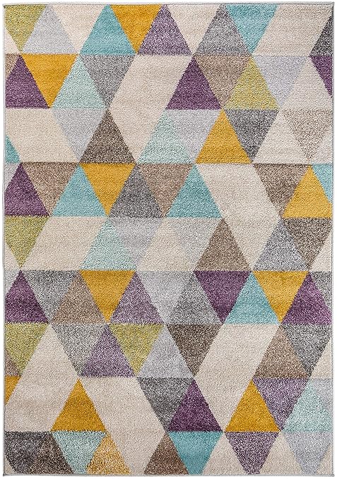 Carpetforyou Designer Teppich Desert Abstract Dreieckmuster bunt weich pflegeleicht strapazierfähig (140 x 200 cm)
