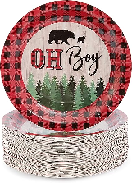 buffalo plaid baby shower supplies