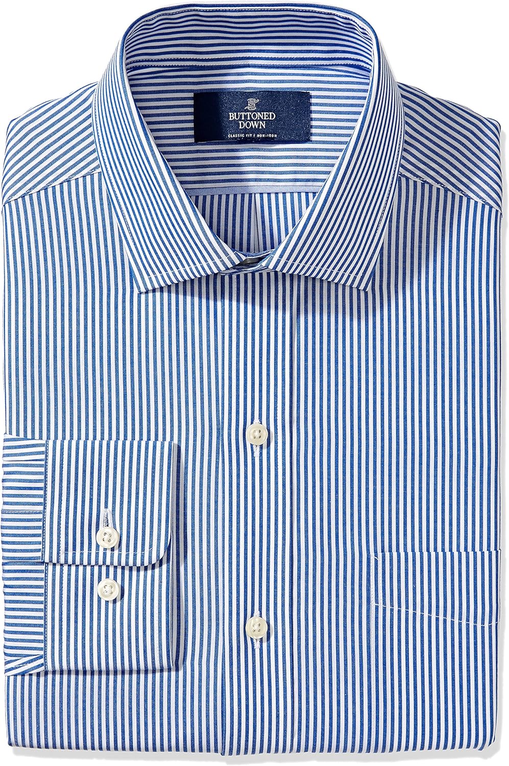  Brand - Buttoned Down Men's Classic-Fit Stripe Dress Shirt, Supima Cotton Non-Iron: Clothing