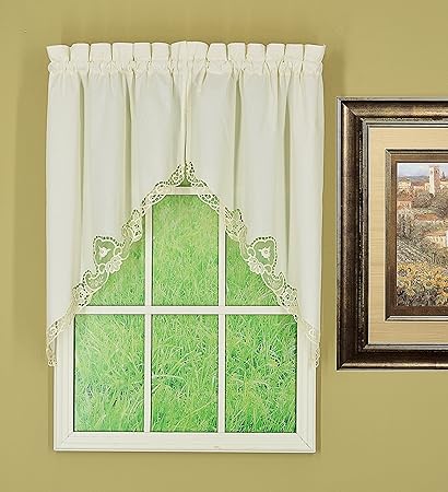 Todays Curtain CA1022K Annabelle 38 L Swag Macrame Applique Curtain, Ecru, 60 W x 38 L