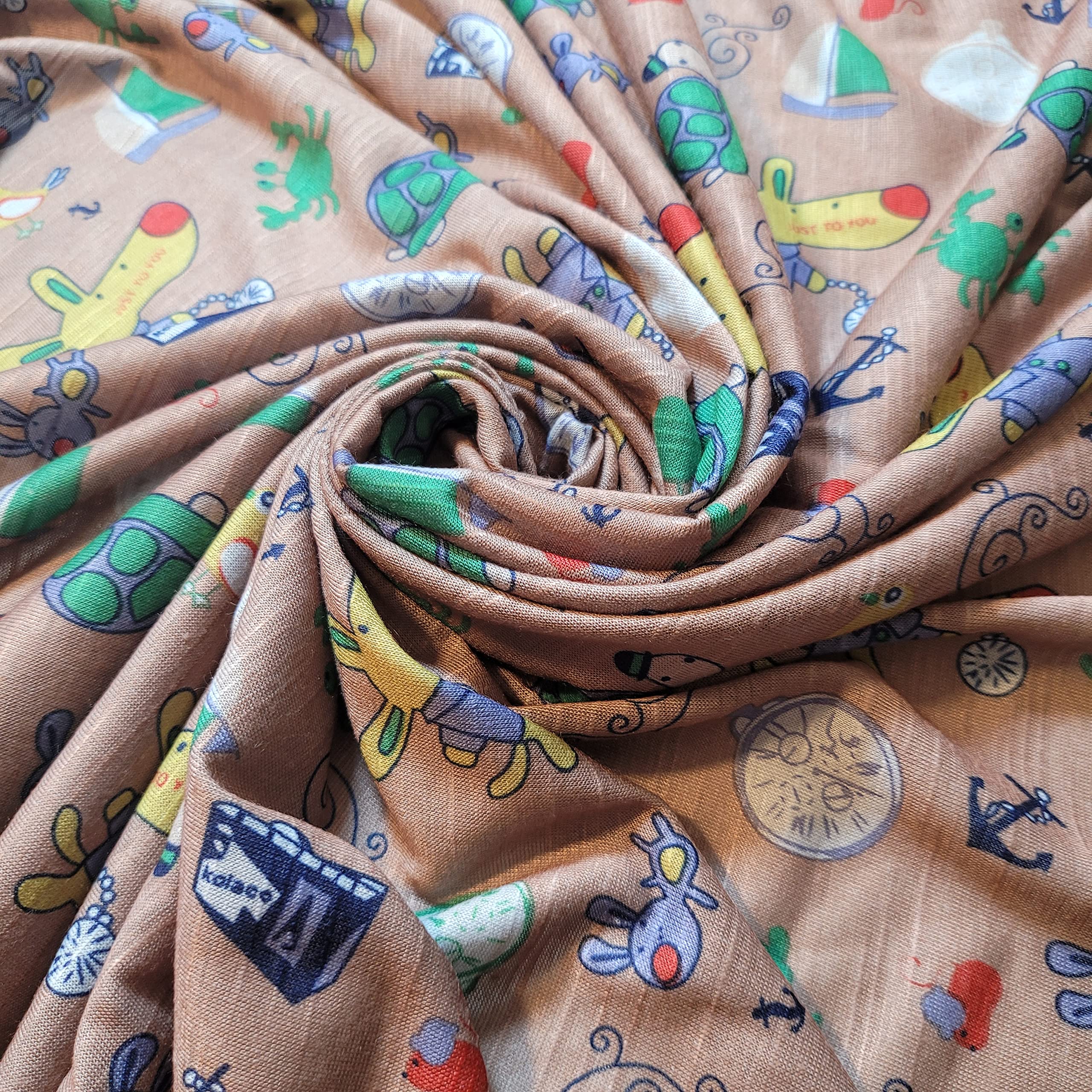 Soft Printed Cotton Jersey Stretch Knit T Shirt Baby Grow Craft Fabric Material 58'' - 150 cm Wide Sold As 1 Meter Pre - Cut Lengths (Kids Animal Print), LPSTRIPES — image 1