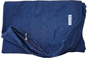 Dogbed4less 47X29X4 Inches Extra Large Blue Color Denim Cotton Jean Dog Pet Bed External Zipper Duvet Cover - Replacement Cover only