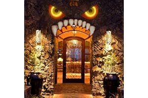 JOLLYLIFE Large Size Halloween Garage Door Decorations 25.59inches - Monster Face House Archway Outdoor Decor with LED Eyes Teeth (Assembly Needed)
