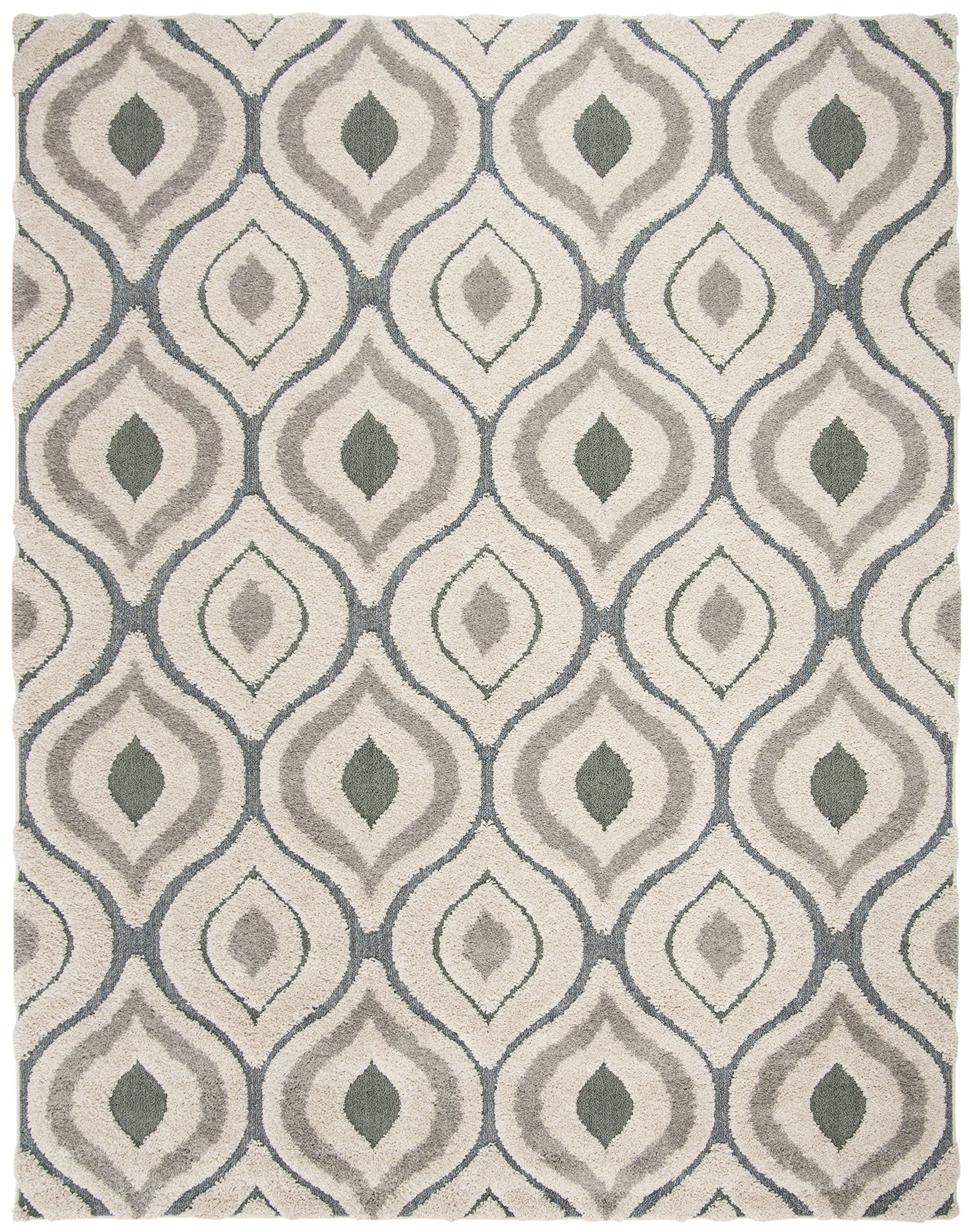 SAFAVIEH Florida Shag Collection X-Large Area Rug - 11' x 15', Cream & Light Blue, Non-Shedding & Easy Care, 1.2-inch Thick Ideal for High Traffic Areas in Living Room, Bedroom (SG461-1160) Image