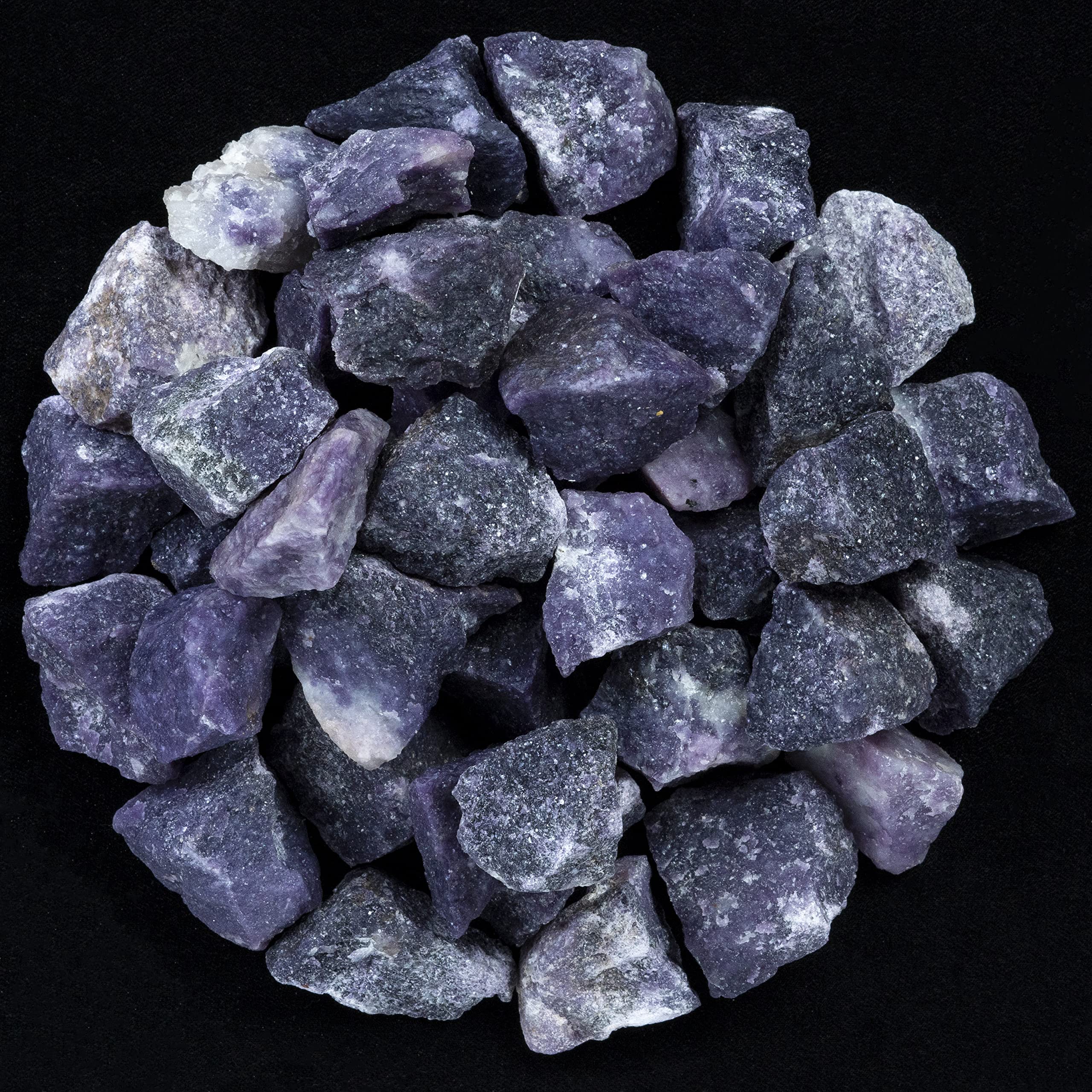 Crocon® 1LB Lepidolite Rough Stones and Crystals Bulk - Raw Gemstone for Tumbling Cabbing Polishing Gem Mining Chakra Balancing Reiki and Crystal Healing Good Luck Fountain Rocks Home Office Decor