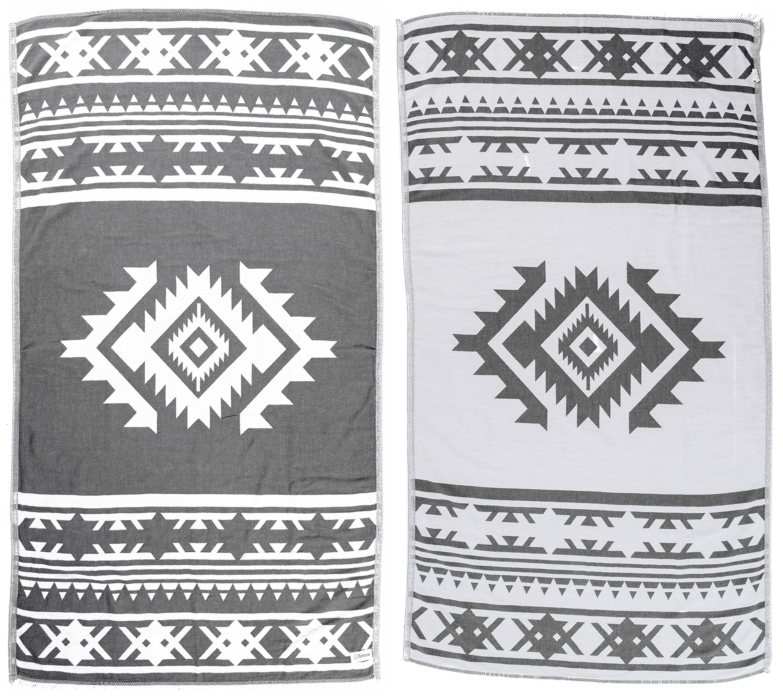 Bersuse 100% Cotton - Cozumel Turkish Towel - Silver Grey