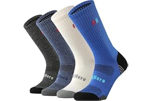 RedHero Men's Merino Wool Cushion Crew Socks for Outdoor Hiking Trekking Hike Soft Cozy Thermal Fit Moisture Control