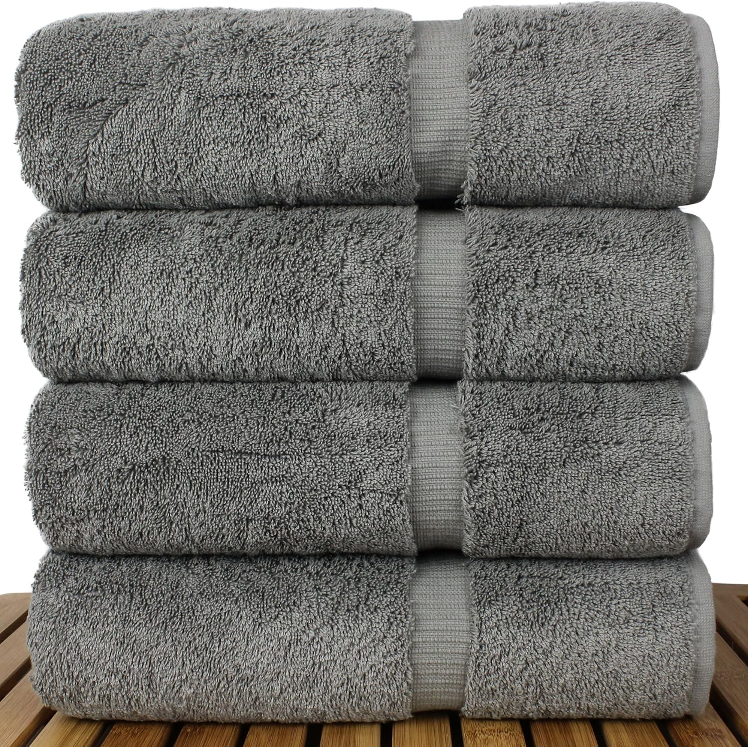 Chakir Turkish Linens Hotel & Spa Quality, Highly Absorbent 100% Turkish Cotton Bath Towels (4 Pack, Gray): Kitchen & Dining