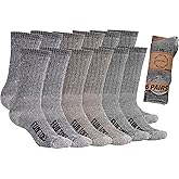 FUN TOES Men's Hiking Crew Merino Wool Socks 6 Pairs Lightweight, Reinforced Size 8-12