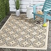 SAFAVIEH Washable Rug Outdoor Veranda Collection - 5'3" x 7'7", Cream & Chocolate, Non-Shedding & Easy to Clean, Ideal for Pa