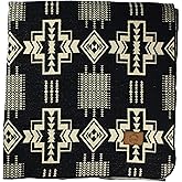 Inca Aztec Throw, Queen, King Blanket | Southwest Indian Navajo Boho Style | Native Cover for Camping, Bedding, Couch, Vanlife | Faux Alpaca, Lightweight, Hypoallergenic (Obsidian Black, Queen)