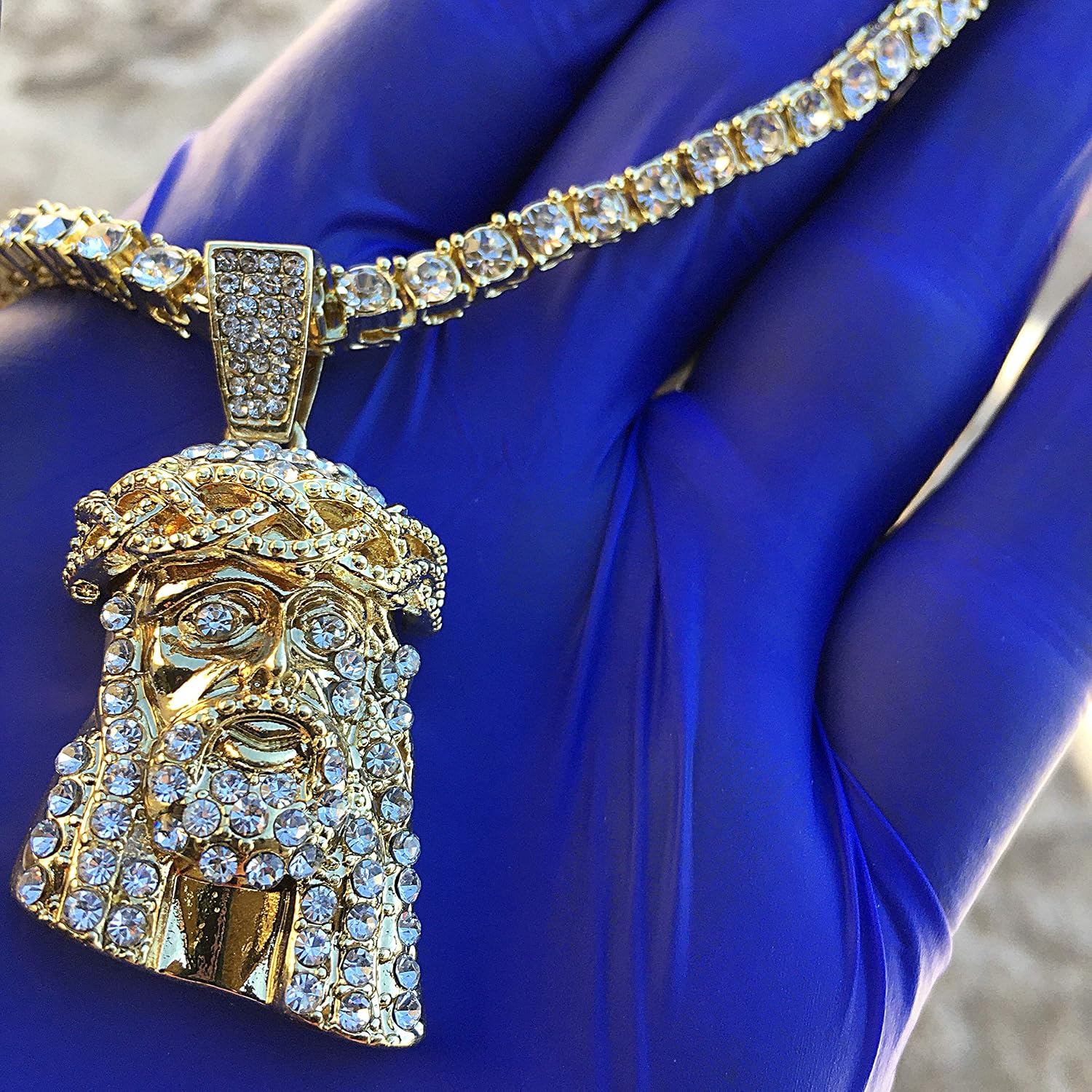 Bling Cartel Jesus Head Pendant Tennis 