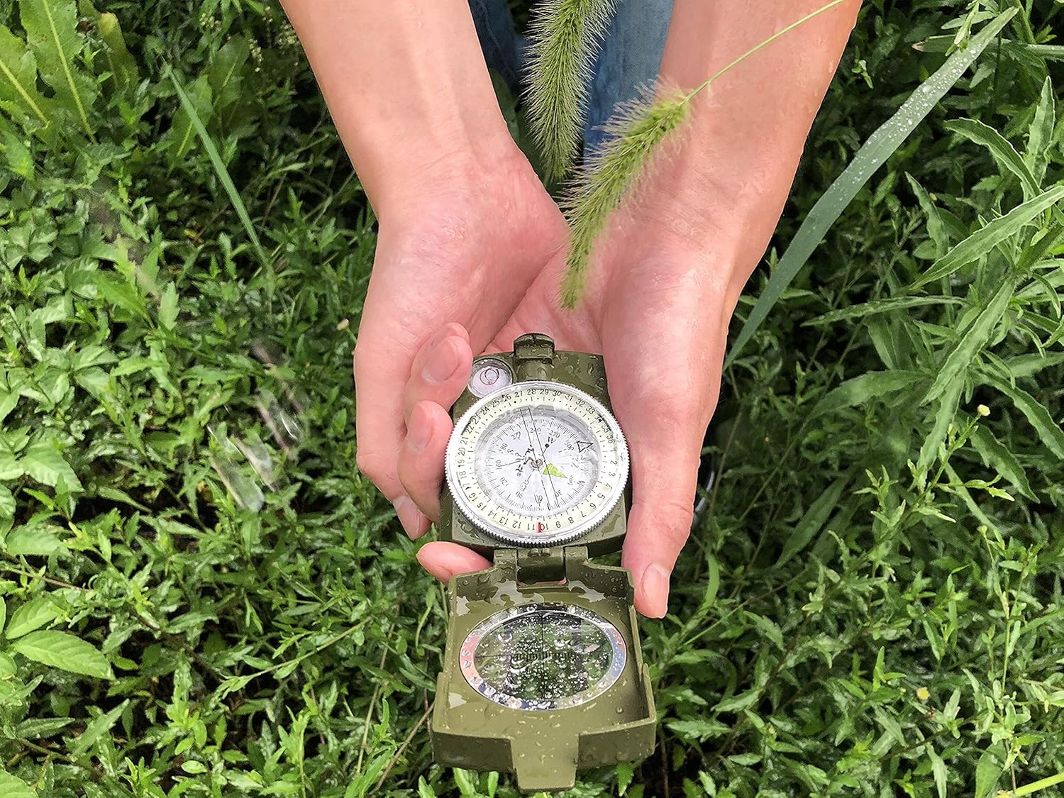 AOFAR AF-4580 Military Compass Lensatic Sighting Navigation, Waterproof and Shakeproof with Map Measurer Distance Calculator, Pouch for Camping, Hiking, Hunting, Backpacking (Camo) : Sports & Outdoors