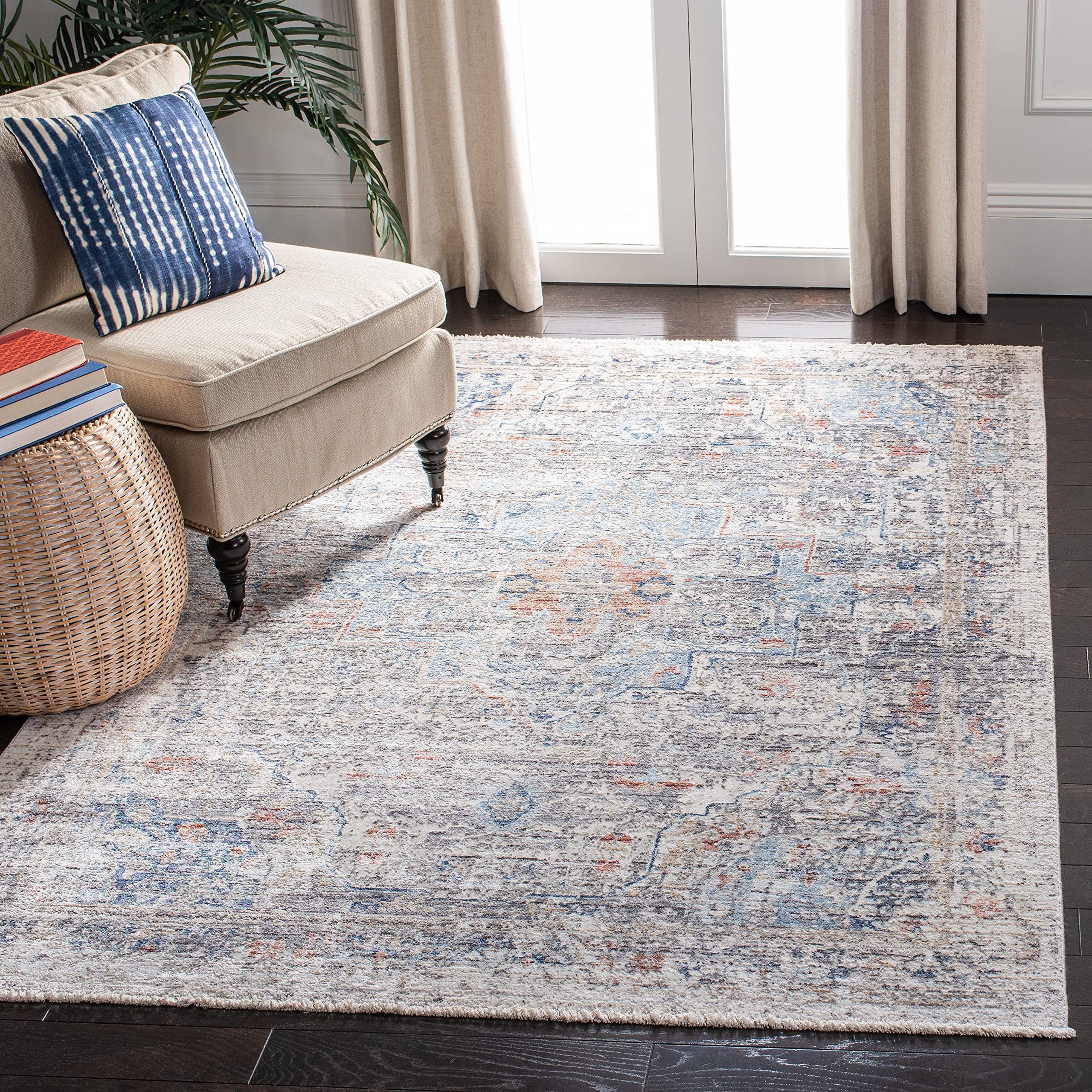 Safavieh Dream Collection Contemporary Rug for Living Room Dining Room Bedroom Short Pile Grey and Multi 3ft x 60 Inch