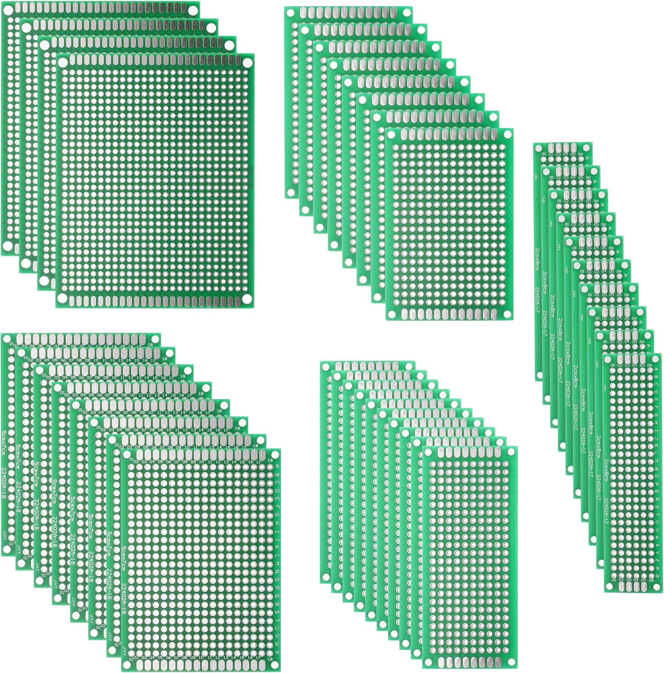 DEYUE 40PCs PCB Double-Sided Prototyping PCBs Circuit Boards Kit | 5 Size Universal untraced Perforated Printed Circuits Boards | Solder-able Circuit Protoboards for DIY Soldering Electronic Projects